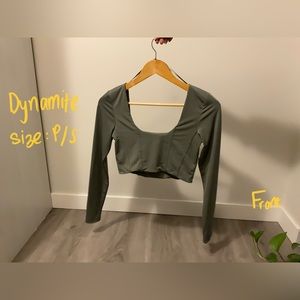 Dynamite Green/Gray Long Sleeve Top